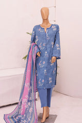 Bin Saeed Stitched 3 Piece Printed Lawn Vol-03 Collection'2024-SM-625-Blue
