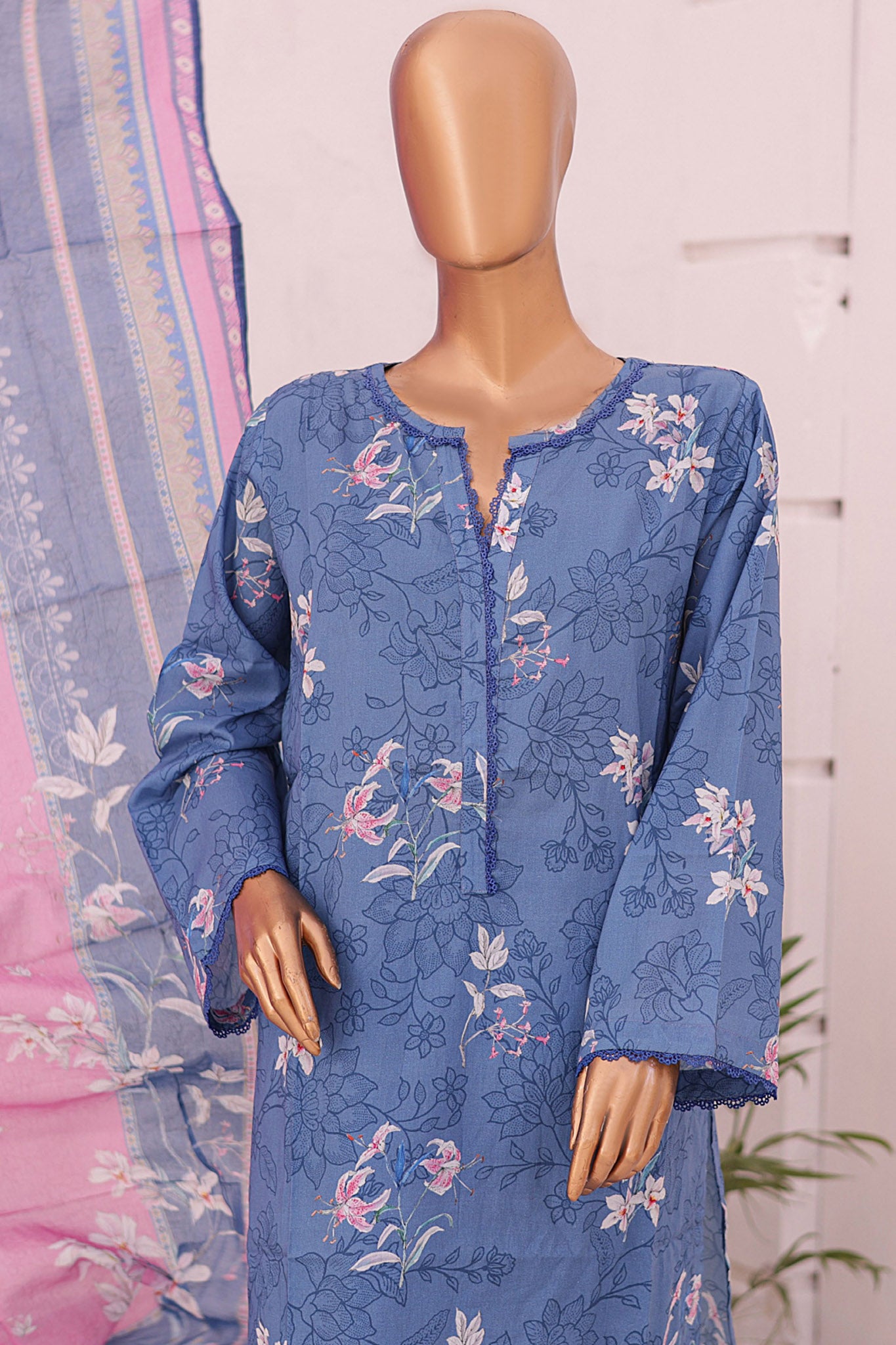 Bin Saeed Stitched 3 Piece Printed Lawn Vol-03 Collection'2024-SM-625-Blue