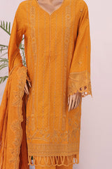 Bin Saeed Stitched 3 Piece Luxury Emb Lawn Collection'2024-SM-632-Mustard