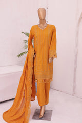 Bin Saeed Stitched 3 Piece Luxury Emb Lawn Collection'2024-SM-632-Mustard
