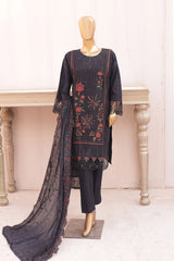 Bin Saeed Stitched 3 Piece Luxury Emb Lawn Collection'2024-SM-635-Black