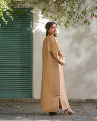 Sprinkles Stitched Emb Kaftaan Suit -Sandstone Bloom