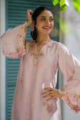 Sprinkles Stitched Emb Kaftaan Suit -Faye Boxy Vine