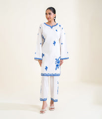 Sinopia Stitched 2 Piece Summer Women Suit-SSE26-004-White
