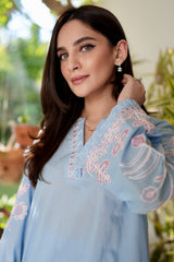 Pret Essentials By Sahar Stitched 2 Piece Summer Suit-SSEC-V3-RR-05-Sakura Sky