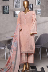 Muse By HZ Stitched 3 Piece Emb Cotton Self Jacquard Vol-02 Suit-SSJ-2502-Pink