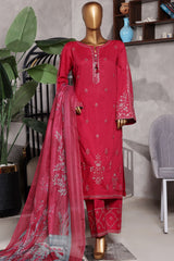 Muse By HZ Stitched 3 Piece Emb Cotton Self Jacquard Vol-02 Suit-SSJ-2503-Magenta