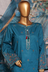Muse By HZ Stitched 3 Piece Emb Cotton Self Jacquard Vol-02 Suit-SSJ-2503-Teal