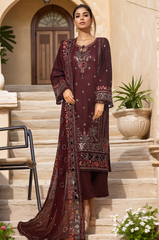 Sada Bahar Stitched 3 Piece Luxury Emb Spring Vol-05 Suit-MKB-32-Brown