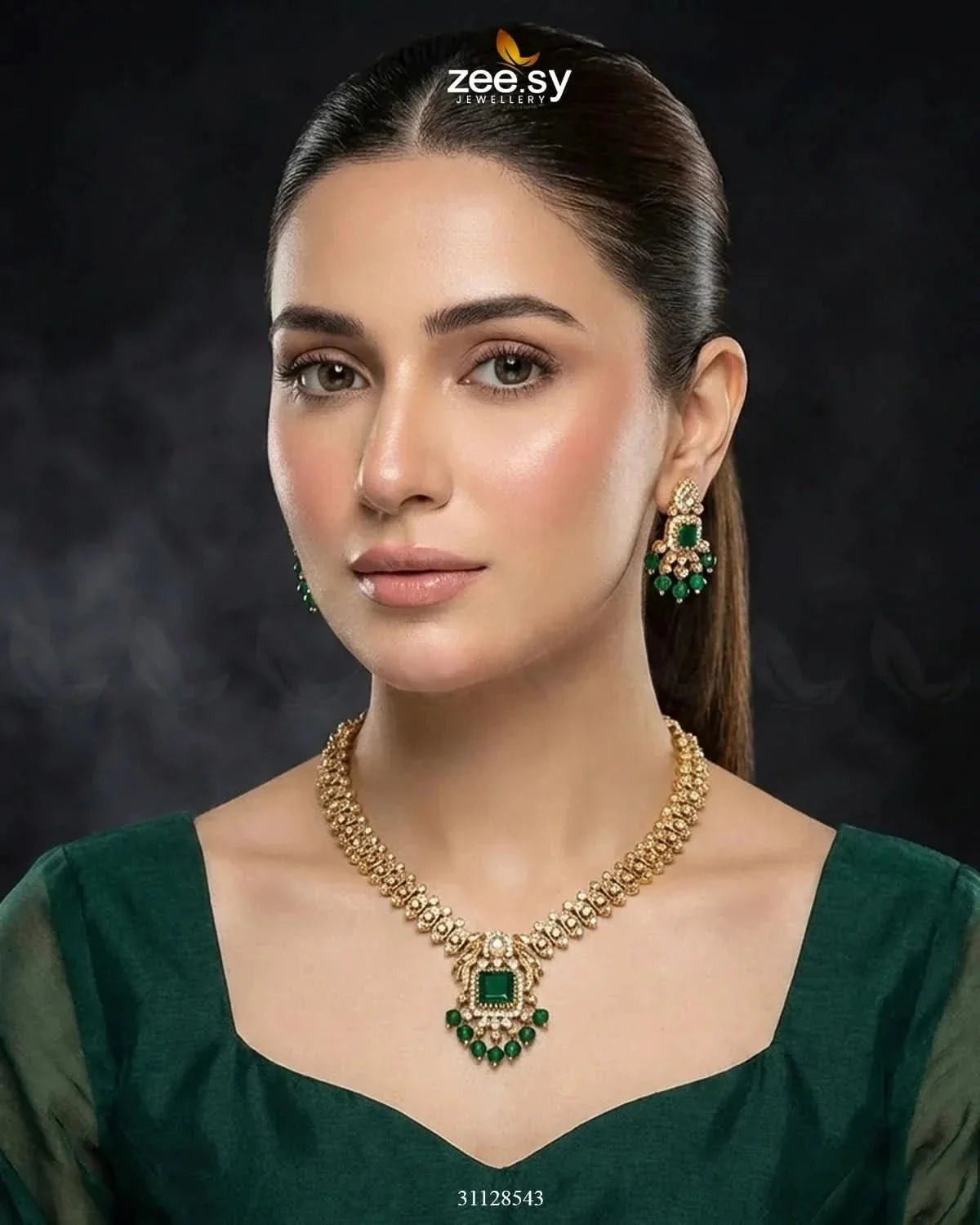 Sapphire Square Stone Necklace Set
