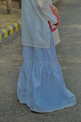 Urban Cut-Elegant White Sharara Pants for Women-T0279