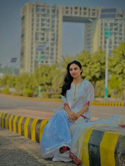Urban Cut-Elegant White Sharara Pants for Women-T0279