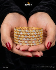 Zeesy-Substantial Opulent Heritage Bangles - Two Tone