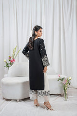Zoya Zafar Stitched 2 Piece Cotton Suit-Monochrome Maison