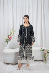 Zoya Zafar Stitched 2 Piece Cotton Suit-Monochrome Maison