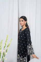 Zoya Zafar Stitched 2 Piece Cotton Suit-Monochrome Maison