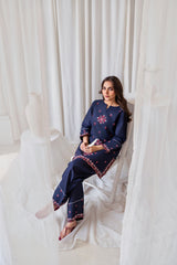 Zoya Zafar Stitched 2 Piece Cotton Suit-Farshi Shalwar trendy