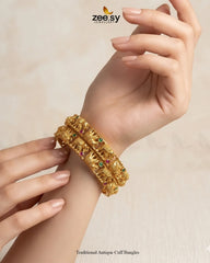 Zeesy-Traditional Antique Cuff Bangles