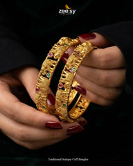 Zeesy-Traditional Antique Cuff Bangles