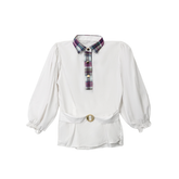 Little Bundles Stitched Kids Suit-Snow Ribbon Shirt