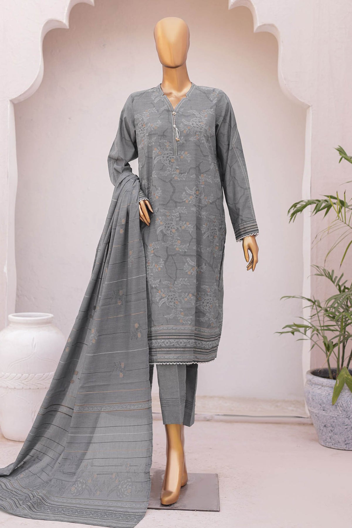 Valencia By HZ Unstitched 3 Piece Jacquard Lawn Collection'2024-VJ-04