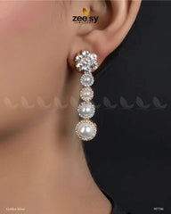 Vyom Earrings Golden Silver - Zeesy Jewellery