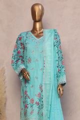 Ronaq E Eid By Bin Saeed Stitched 3 Piece Exc Emb Lawn Suit-WC-1892-Ferozi