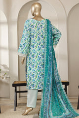 Bin Saeed Stitched 3 Piece Luxury Laserkari Lawn Vol-03 Suit-WC-2803-GREEN