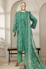 Bin Saeed Stitched 3 Piece Luxury Laserkari Lawn Vol-03 Suit-WC-2808-GREEN