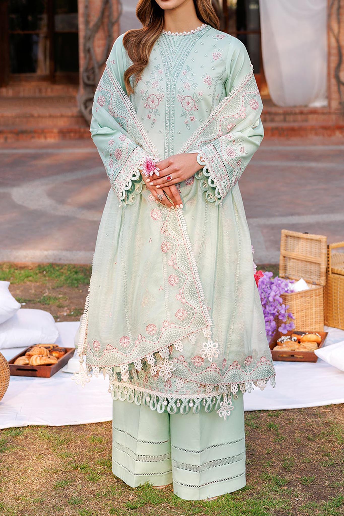 Kaavish By Farasha Unstitched 3 Piece Eid Festive Lawn Collection'2024-05-Whisper Mint