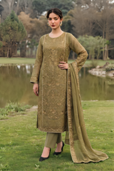 Stitching Cotton Unstitched 3 Piece Emb Chiffon Suit-WFCU-02