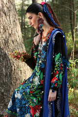 Neelum by Zaha Unstitched 3 Piece Lawn Suit-ZL25-03 A-Black Solana