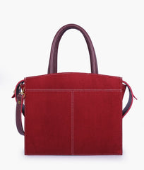 RTW Creation - Burgundy suede trapeze top-handle bag