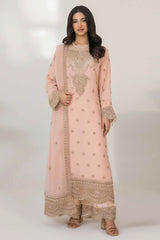 Serene By Azmeerah Stitched 3 Piece Hand Emb Festive Pret Suit-01-Carnation
