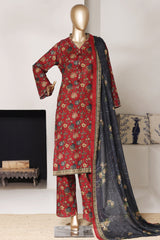 Bin Saeed Stitched 3 Piece Exclusive Printed Lawn Vol-03 Suit-LSM-2793-MEHROON