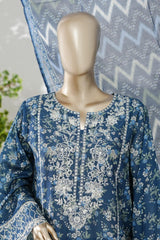 Bin Saeed Stitched 3 Piece Exc Emb Lawn Long Length Suit-LSM-3047-BLUE-S