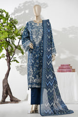 Bin Saeed Stitched 3 Piece Exc Emb Lawn Long Length Suit-LSM-3047-BLUE-S