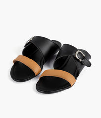 RTW Creation - Mustard and black buckle-up flats
