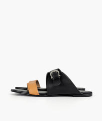 RTW Creation - Mustard and black buckle-up flats