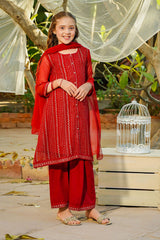 Ochre Clothing Chiffon Embroidered 3 Pc Suit-EM-70