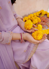 Meethi Eid By Modest Lavender Crinkle Embroidered 3 Piece Suit