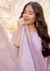 Meethi Eid By Modest Lavender Crinkle Embroidered 3 Piece Suit