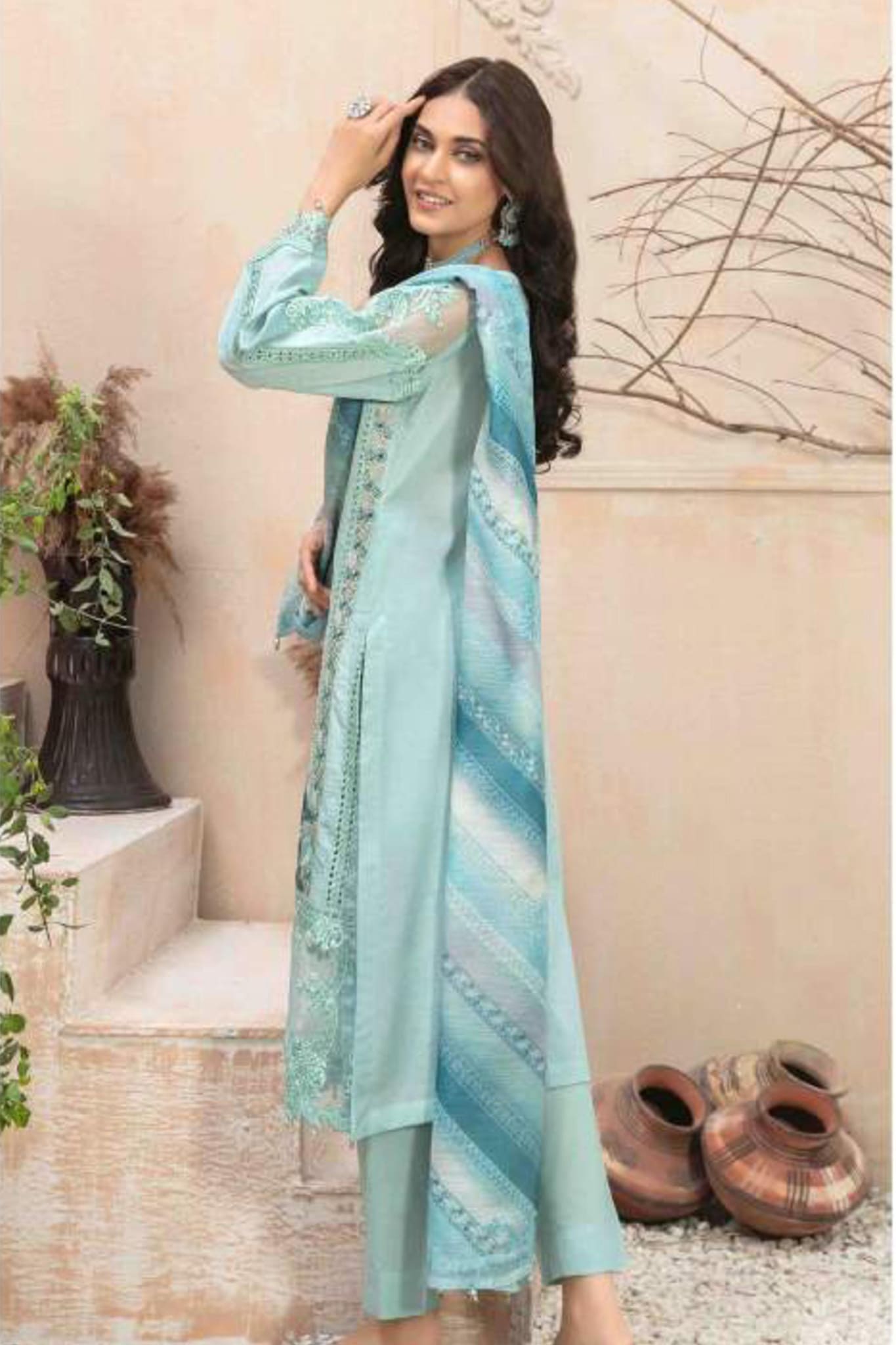 Afsaneh by Tawakkal Semi Stitched 3 Piece Jacquard Lawn Collection'2023-A-8861