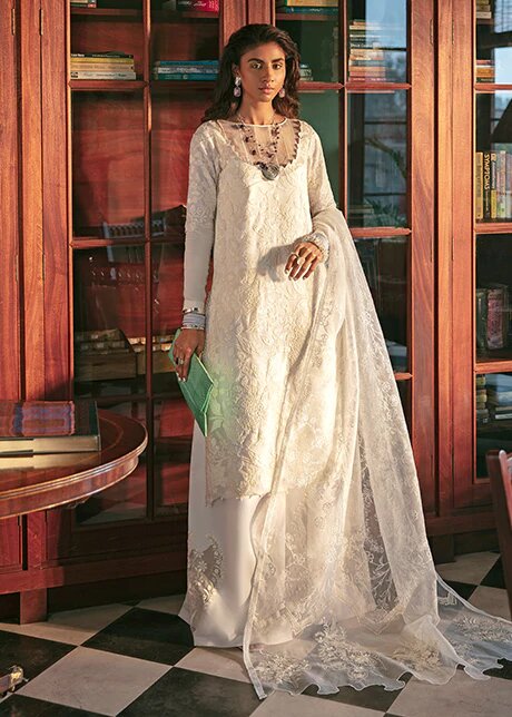 Sabzwari by Mahgul Unstitched 3 Piece Luxury Lawn Collection'2022-Ivory Romance