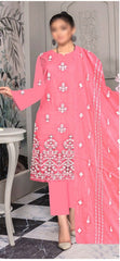 Marjjan Unstitched 3 Piece Resham Zari Boring Emb Lawn Collection'2023-MNC-132-Pink