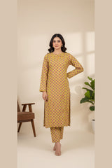 Festive Glow By Ahlam Vol-01-Soft Cambric Stitched-Mustard co ord set