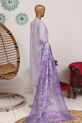 Bin Saeed Stitched 3 Piece Exclusive Emb Lawn Vol-03 Suit-WC-3186-PURPLE