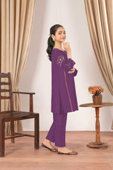 Abeera Stitched 2 Piece Emb Cotton Kids Collection'2025-AK-02-Purple
