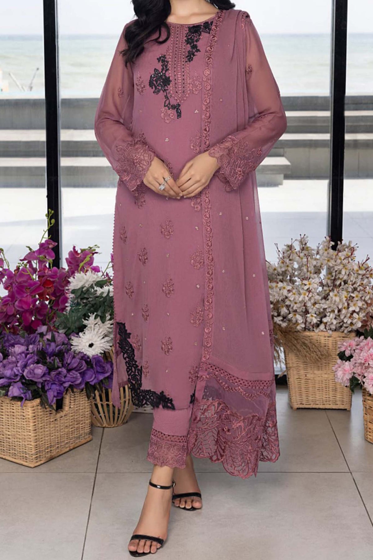Azure Hand Embellished Unstitched 3 Piece Luxe Eid Collection'2023-AS-113