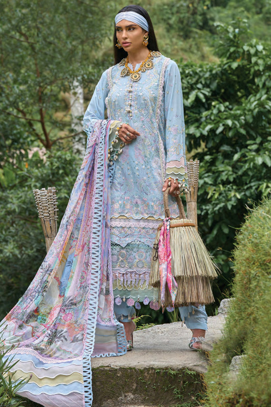 Zoha by Ansab Jahangir Unstitched 3 Piece Luxury Lawn Collection'2024-AJ-LL24-10-Heliconia